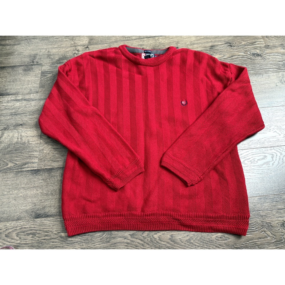 EUC Mens CHAPS RALPH LAUREN HAND FRAMED VTG red cableknit sweater cotton size XL